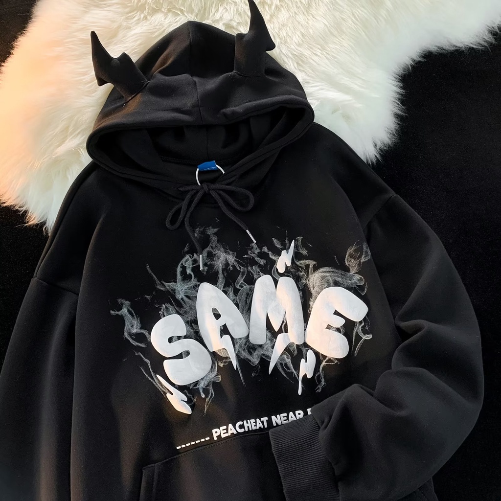 Áo hoodie ấm áp form rộng phong cách Hàn Quốc trẻ trung