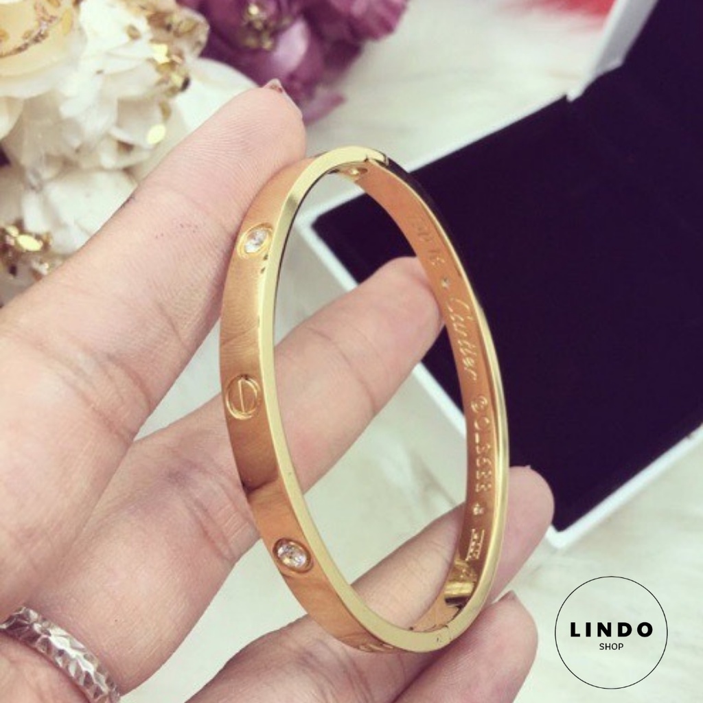 Vòng tay Titan LINDO - Vòng tay không đen, không gỉ, hình Ovan, màu vàng, bạc, vàng hồng, có size