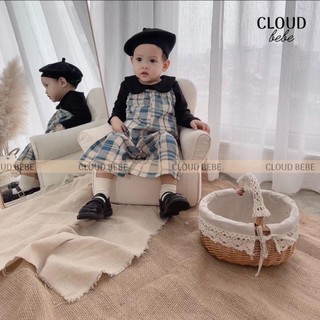 Quần yếm dài họa tiết caro hai dây cho bé trai bé gái