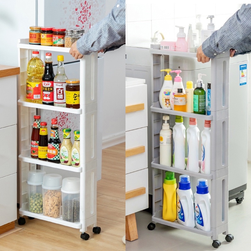 Kệ COZY HOME Đa Tầng Màu Trắng Màu Ghi Kệ Hẹp Di Động Đựng Đồ Nhà Tắm Nhà Bếp Có Bánh Xe Di Chuyển Nhựa PP Cao Cấp