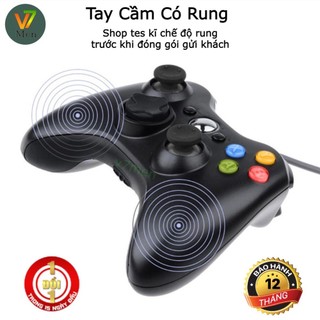 Tay cầm chơi game pc microsoft xbox 360 2023 full box có rung, tay cầm chơi game fo4 có dây dành pc, laptop full skill