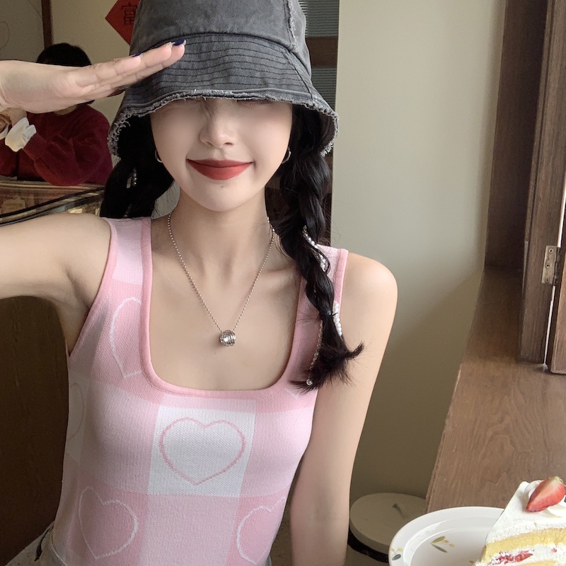 LANJIEXI Áo hai dây dệt kim không tay thời trang mùa hè 2023 cho nữ