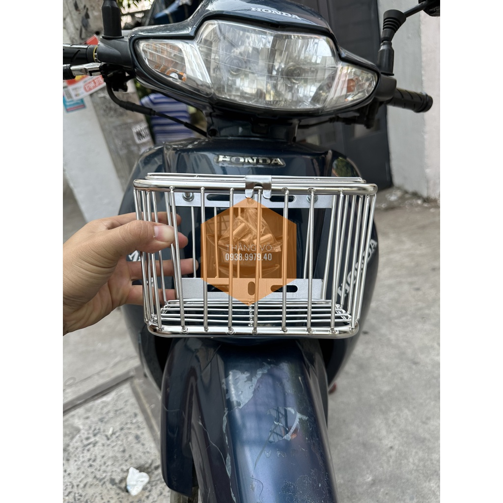 Rổ xe Wave, Rổ inox lưới chữ nhật nhỏ gọn đồ chơi phụ kiện Wave rổ inox