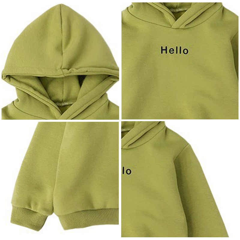 SUPER KIDS Áo Hoodie Màu Trơn In Chữ Phong Cách Hàn Quốc Thời Trang Thu Đông Cho Bé Trai Và Gái quần áo trẻ em