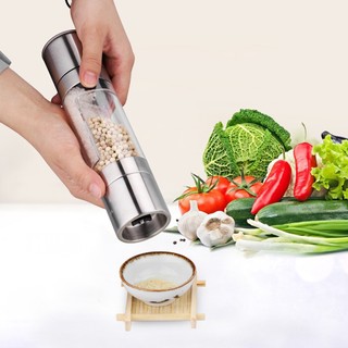 Cối xay gia vị hạt tiêu 2 đầu thép không rỉ điều chỉnh kích thước hạt đầu ra