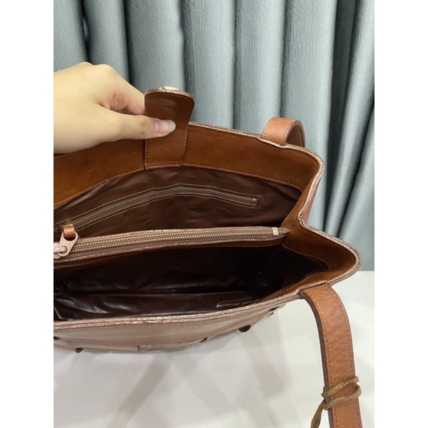 Túi si hiệu MORESCO KAWANO da bò miếng đan cực chất