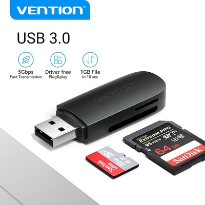 Đầu Đọc Thẻ Nhớ 2 Trong 1 Vention Usb 3.0 Dung Lượng 512GB