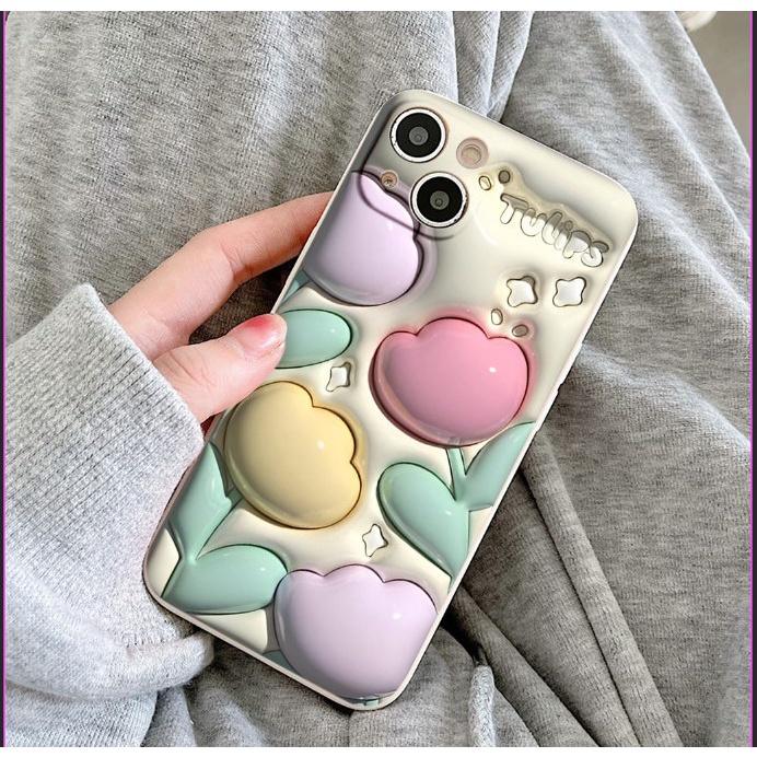 Ốp Điện Thoại Silicon Chống Sốc Chống Thấm Nước Hình 4 hoa tulip đẹp Cho iPhone11 12pro XR 6s xs 8p 7 e5086