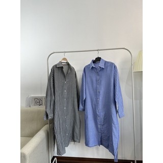 Áo Váy sơ mi kẻ dọc trắng (3242) (ảnh tự chụp)