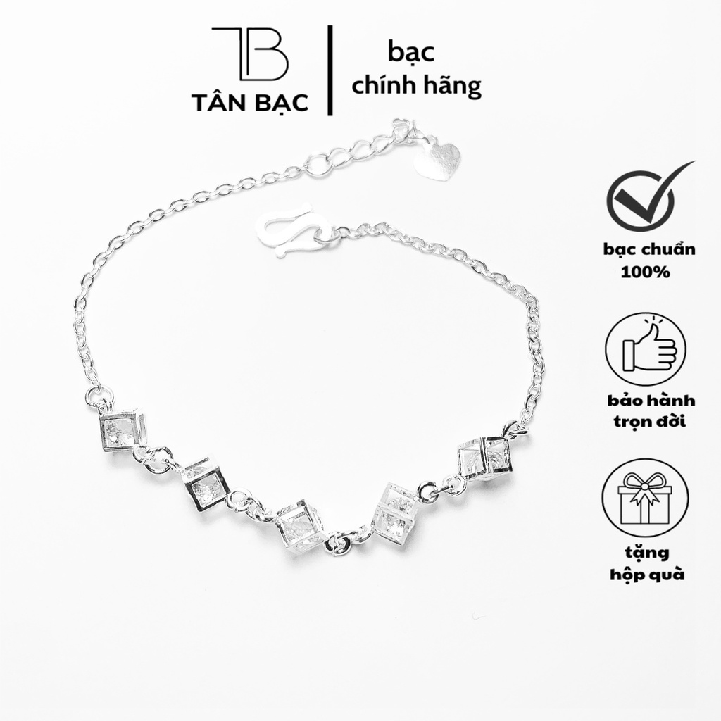 lắc tay nữ mix cham hộp vuông xinh đẹp cá tính , bạc đẹp 925 - tân bạc