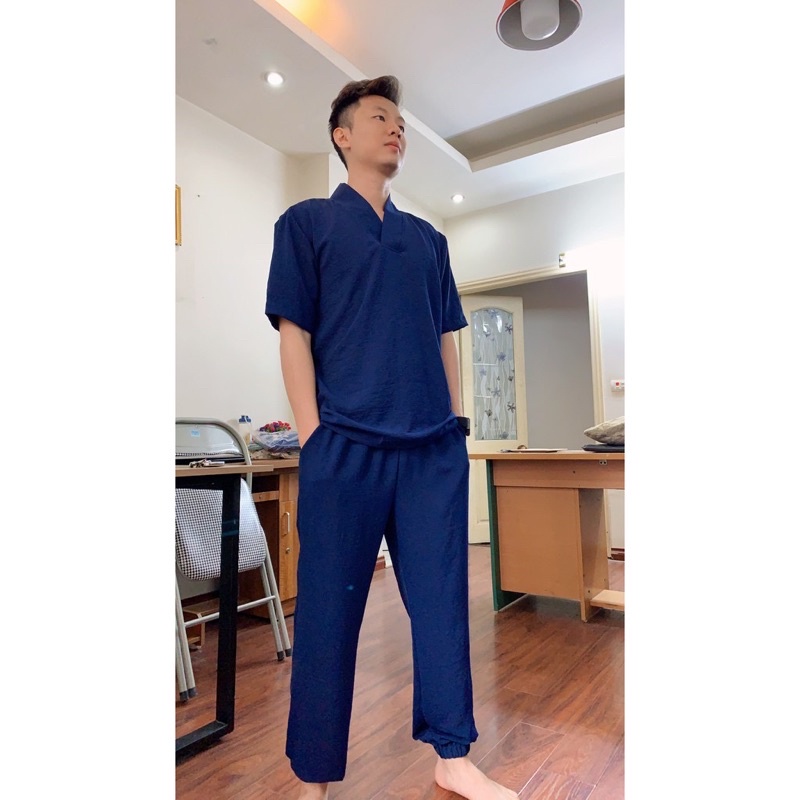 Đồ Bộ Quần Áo Đũi Nam chất vải đũi thái siêu mát - Bộ đồ nam vải đũi trẻ trung