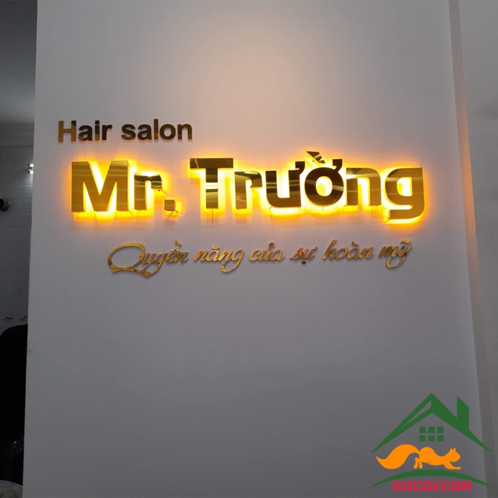 Logo Chữ Nổi Đèn Hắt Sáng Chân.Biển Alu Nổi.Logo Sáng Chân Mặt Alu Gương-Gia Công Theo Yêu Cầu.