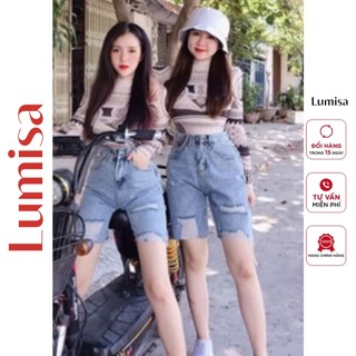Quần ngố nữ bò rách jean ống rộng giá rẻ LUMISA