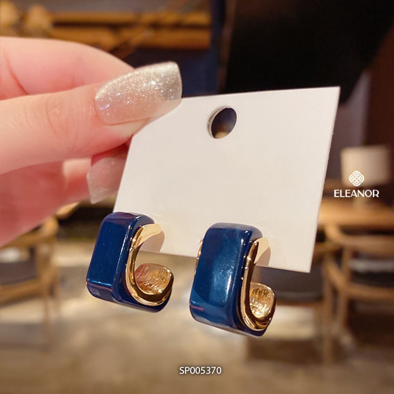 Bông tai nữ chuôi bạc 925 Eleanor Accessories dáng chữ C phong cách cá tính phụ kiện trang sức 5370