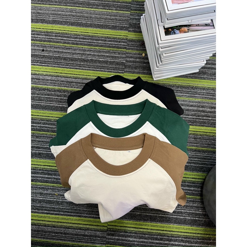 Áo thun RAGLAN YGGENZ shop , Áo thun unisex nam nữ from rộng oversize chất liệu cotton 100%