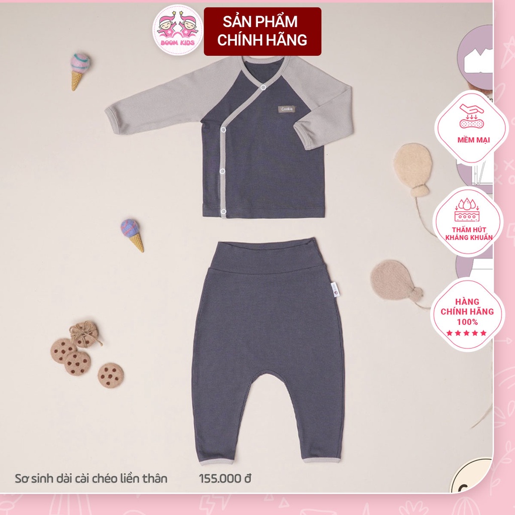 Bộ quần áo sơ sinh dài tay cài chéo COOKIE size 0-3m & 3-6m
