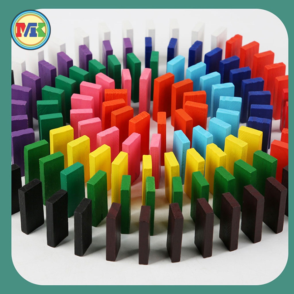 Đồ Chơi Gỗ Domino Cao Cấp 100 Miếng 12 Màu Nhận Biết Màu Sắc - Hình Khối - Số Đếm - Sáng Tạo Cho Bé Trai, Gái [DC13]