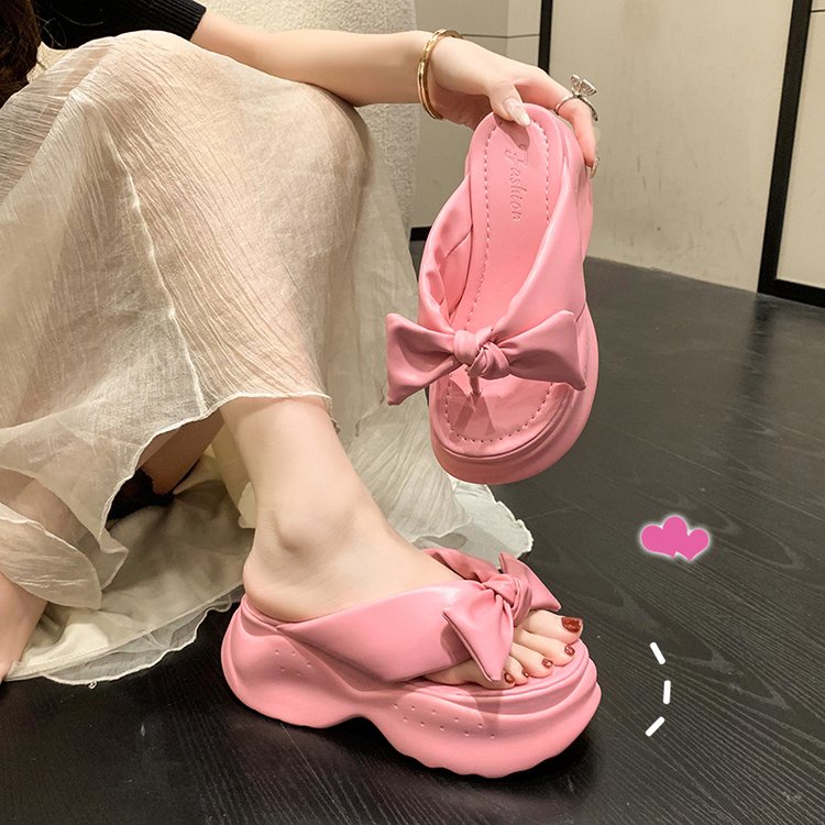 Sandal Đế Dày Mềm Mại Đính Nơ Xinh Xắn Dành Cho Nữ