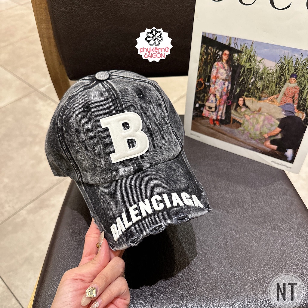 Nón kết B rách cá tính ❤ mũ lưỡi trai nam nữ chất chino QC dày dặn full tag