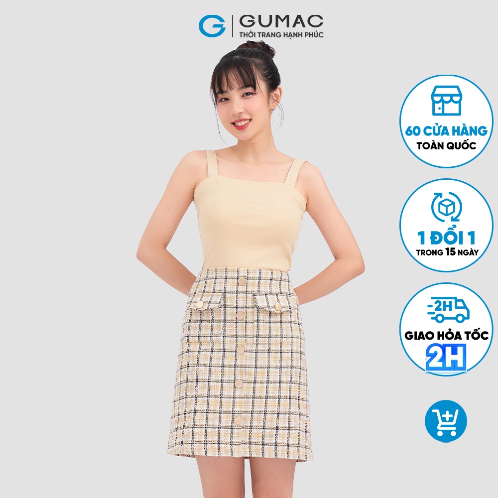 Chân váy phối nút thời trang GUMAC VC12069