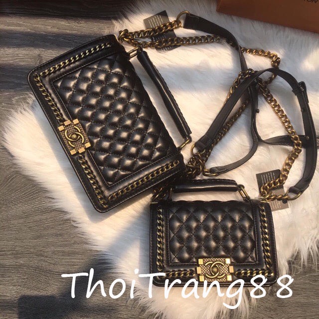 Túi Chà neo boy viền xích da Mềm 20-25cm có quai xách UY TÍN - CHẤT LƯỢNG