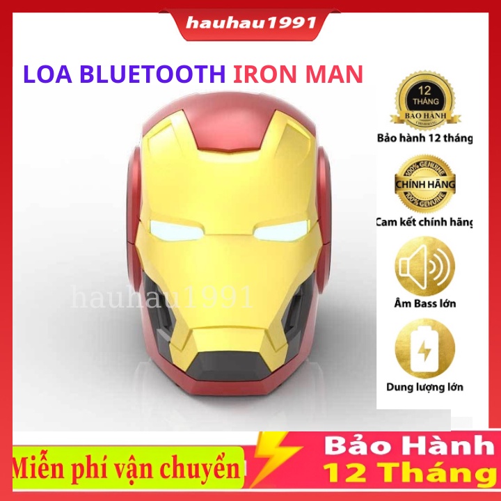 Loa Bluetooth Marvel mini cao cấp, Loa iron man Endgame Cầm Tay, Nghe Nhạc Cực Hay, Mắt Có Đèn Led, Gắn Thẻ Nhớ