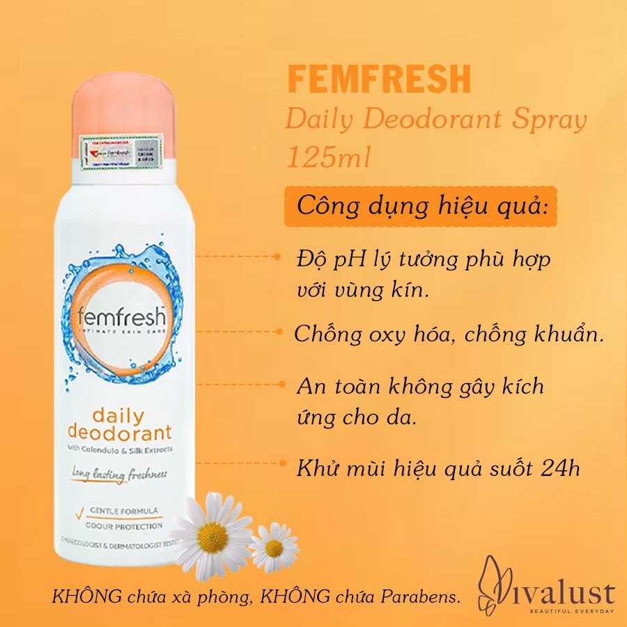 Xịt thơm mát vùng kín cao cấp Femfresh Daily Deodorant Spray 125ml