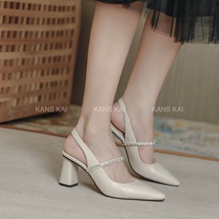   Có size 34  Giày cao gót 7 phân quai ngang đính đá tiểu thư sang chảnh Ms 6347 