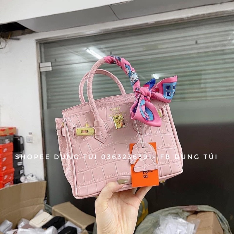 Túi xách nữu đeo chéo, túi hm bikin size 20 da rắn siêu xinh