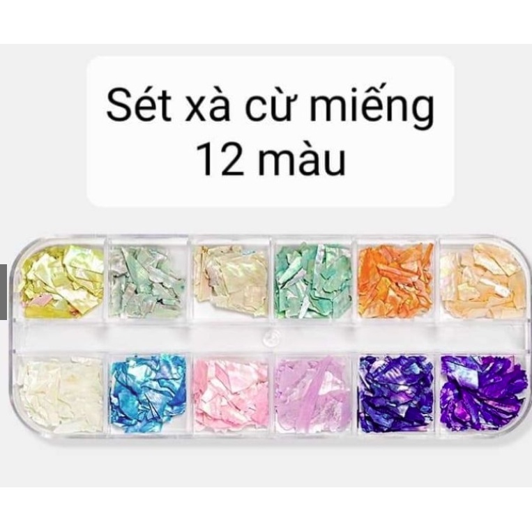 Set xà cừ vân đá ẩn 12 ô siêu đẹp làm móng