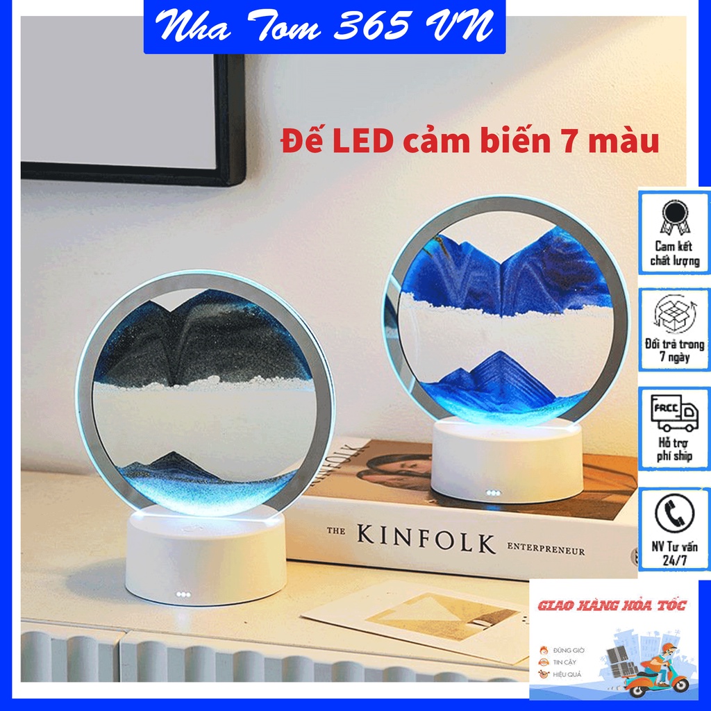 Tranh cát chuyển động 3D đèn LED cảm biến đổi màu, tranh cát 3D trang trí decor làm quà tặng đèn ngủ để bàn nhatom365