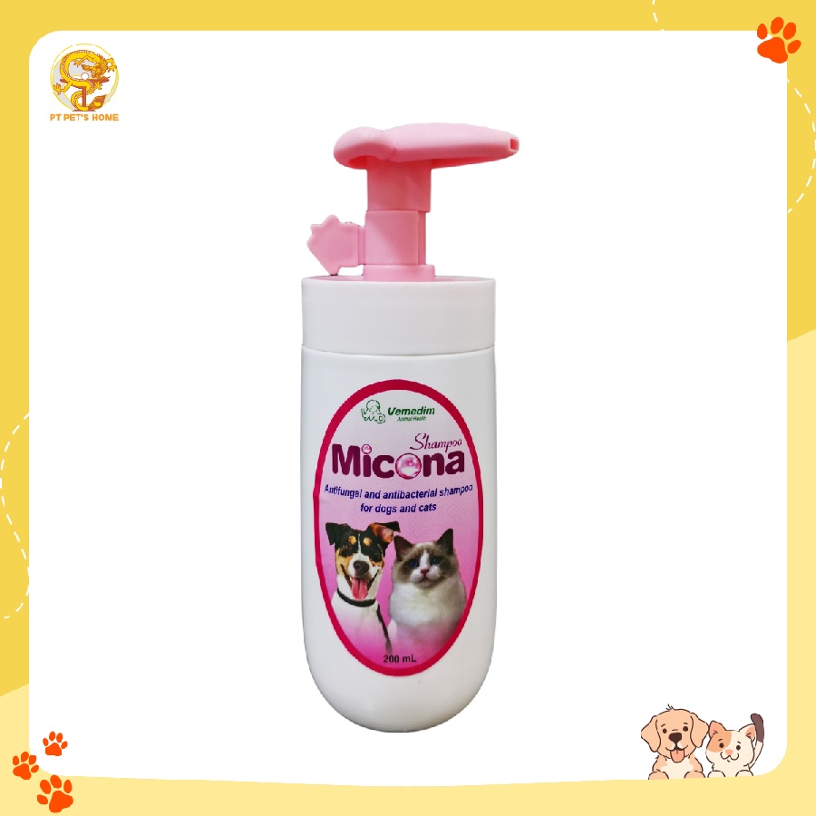 Sữa tắm trị nấm, viêm da, nang lông chó mèo Vemedim Micona Shampoo (Chai 200ml)