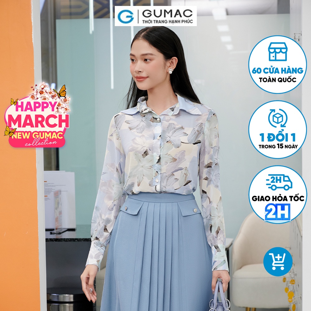 Áo sơ mi họa tiết hoa sang trọng GUMAC AD03047