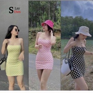 Đầm Body 2 Dây Kẻ Caro Nhiều Màu Cực Xinh Tone Dáng Chuẩn đẹp_LAYDIES