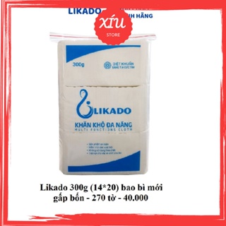 KHĂN KHÔ ĐA NĂNG CHO BÉ LIKADO 300g kích thước14 20, 270 tờ 1 GÓI