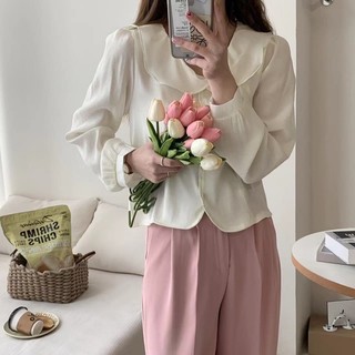 Áo sơmi lụa cổ sen