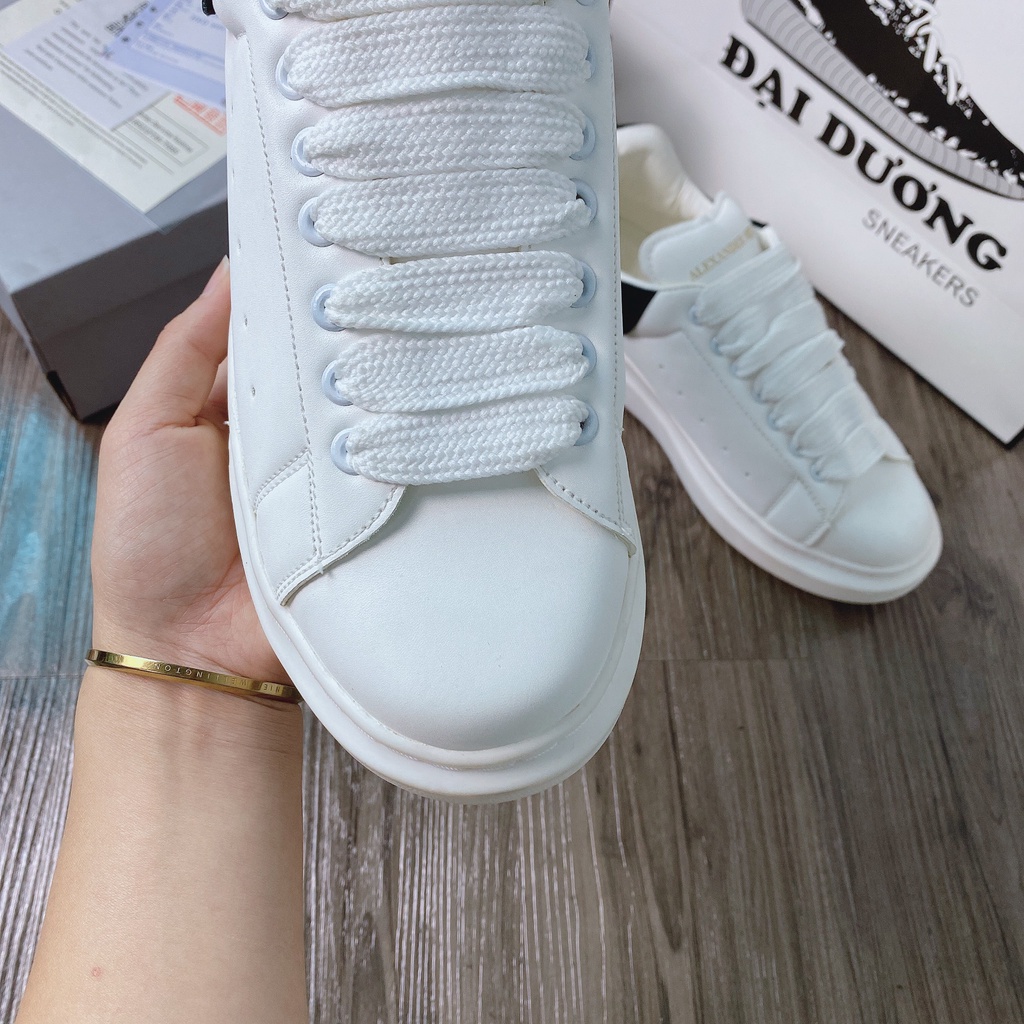 Giày MC QUEEN bản đẹp MCQ hàng cao cấp Độn Đế 3cm Màu Trắng Gót Đen nam nữ Hot Trend full box bill