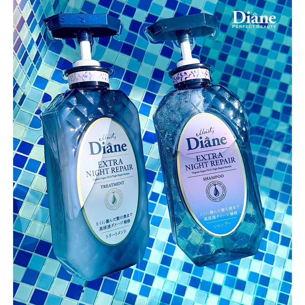 Combo gội xả phục hồi chuyên sâu tóc hư tổn Moist Diane Extra Night Repair 450ml