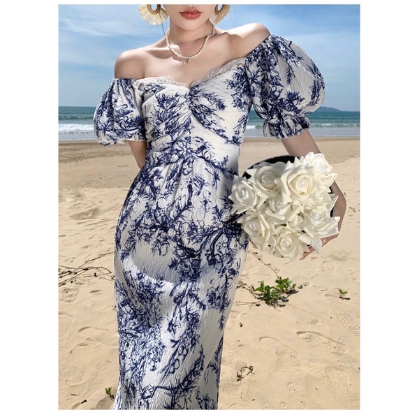 Đầm maxi hoa trà chiều phong cách pháp herse H22