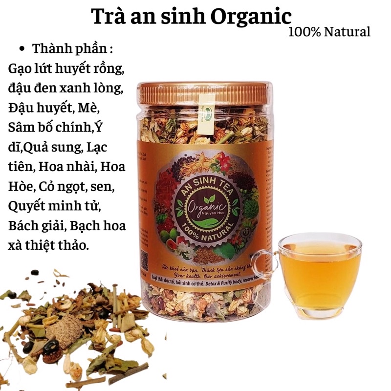 TRÀ AN SINH HỮU CƠ HỘP 500gr-CLEAN MARKET-AN SINH TEA ORGANIC đặc biệt tốt cho sức khoẻ