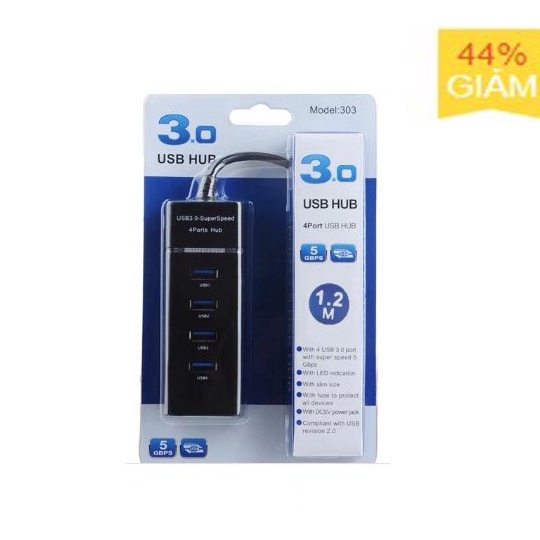 Hub Chia USB 3.0 4 Cổng – Bộ Chia USB Tốc Độ Cao 5Gbps, Dây Dài Cho PC Laptop Macbook