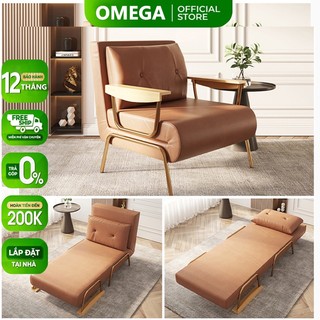 Ghế sofa giường gấp gọn thông minh bọc da sang trọng hiện đại, ghế sofa đơn cao cấp phong cách bắc âu omega m140