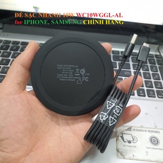 Đế sạc nhanh không dây 10w chuẩn qi chính hãng for iphone, samsung, kèm cáp sạc