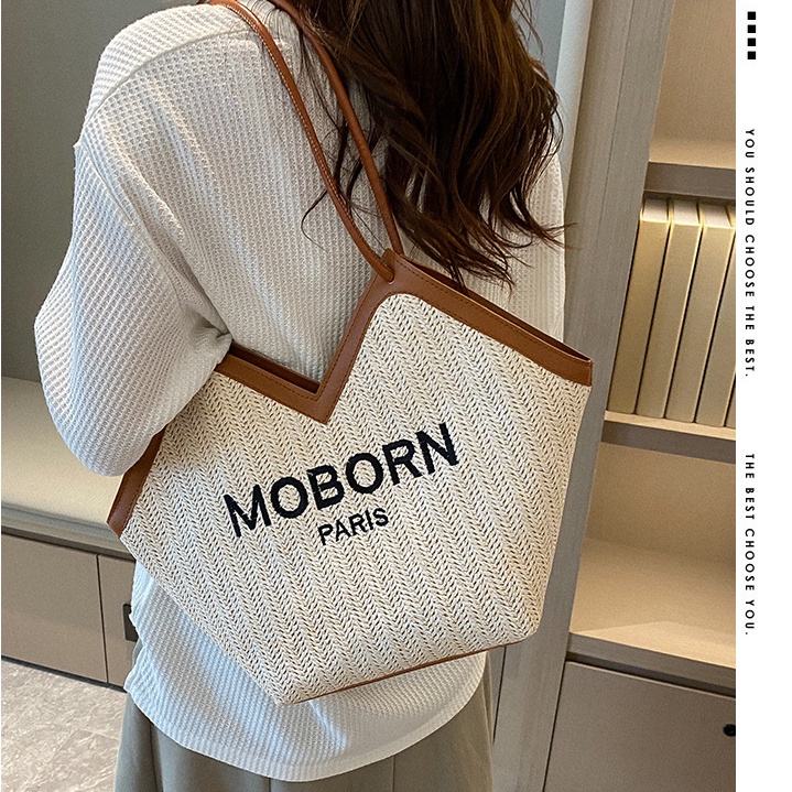 MVP3008 Túi Xách Đan Lát In Chữ Thời Trang Cho Nữ