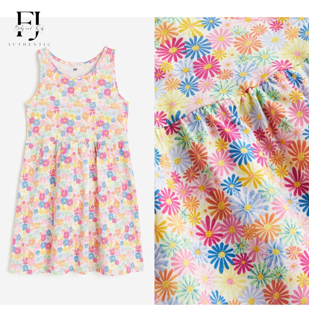 Váy bé gái HM, đầm sát nách cotton mùa hè siêu mát cho bé 1-10 tuổi Authentic