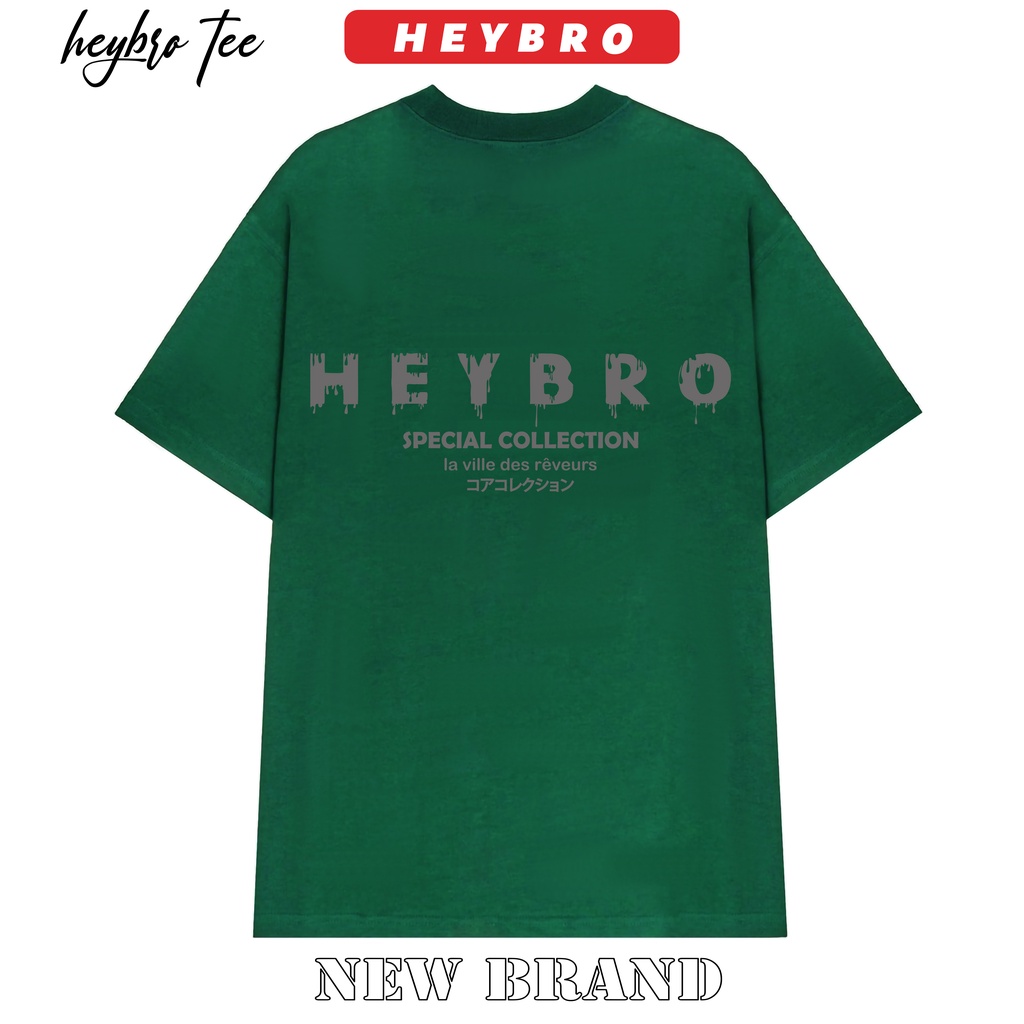 Áo thun nam nữ local brand HEYBRO basic Tee phom rộng tay lỡ phong cách GenZ AT08