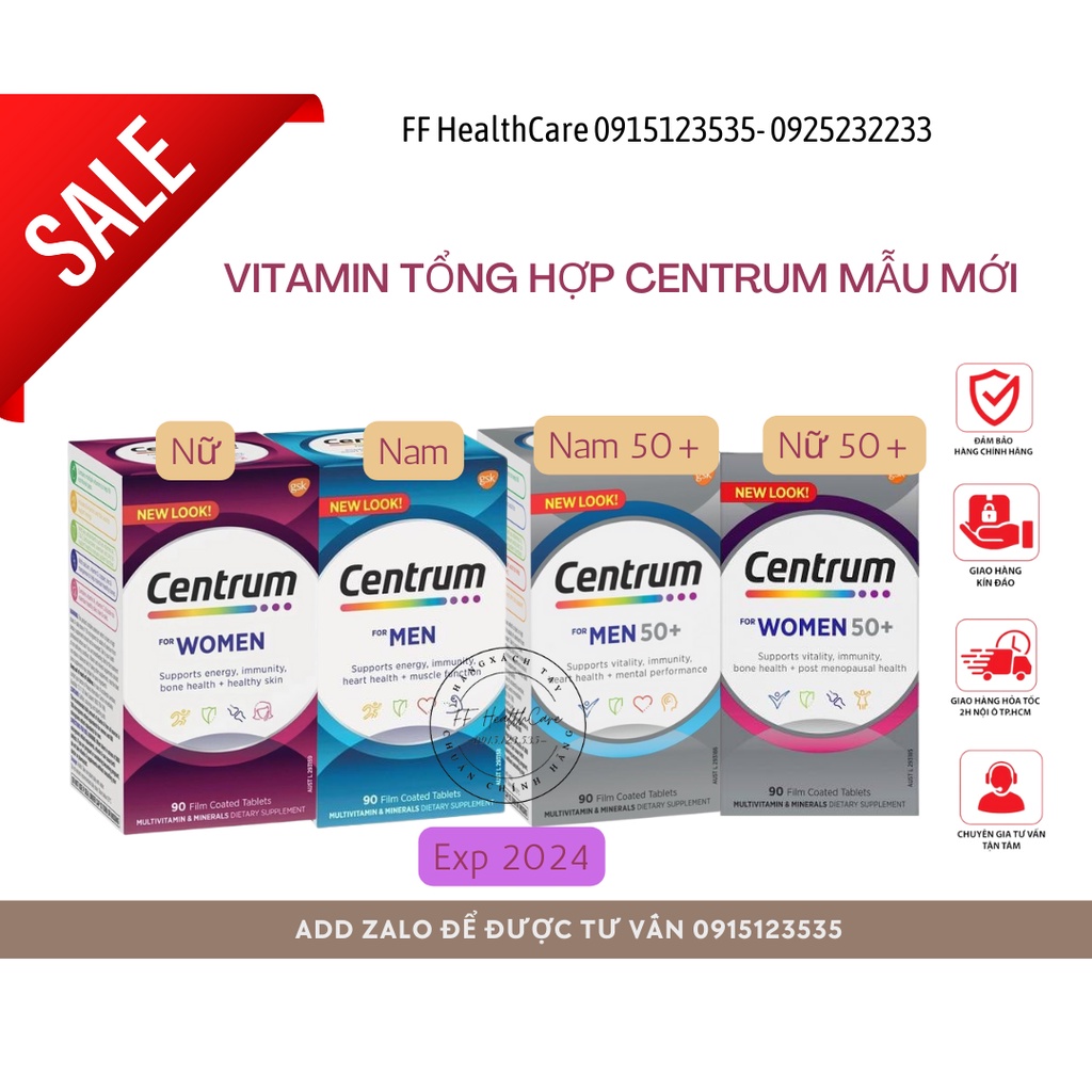 Viên Uống Vitamin tổng hợp Centrum Men, Centrum Women trên dưới 50 tuổi- Bổ sung vitamin và khoáng chất