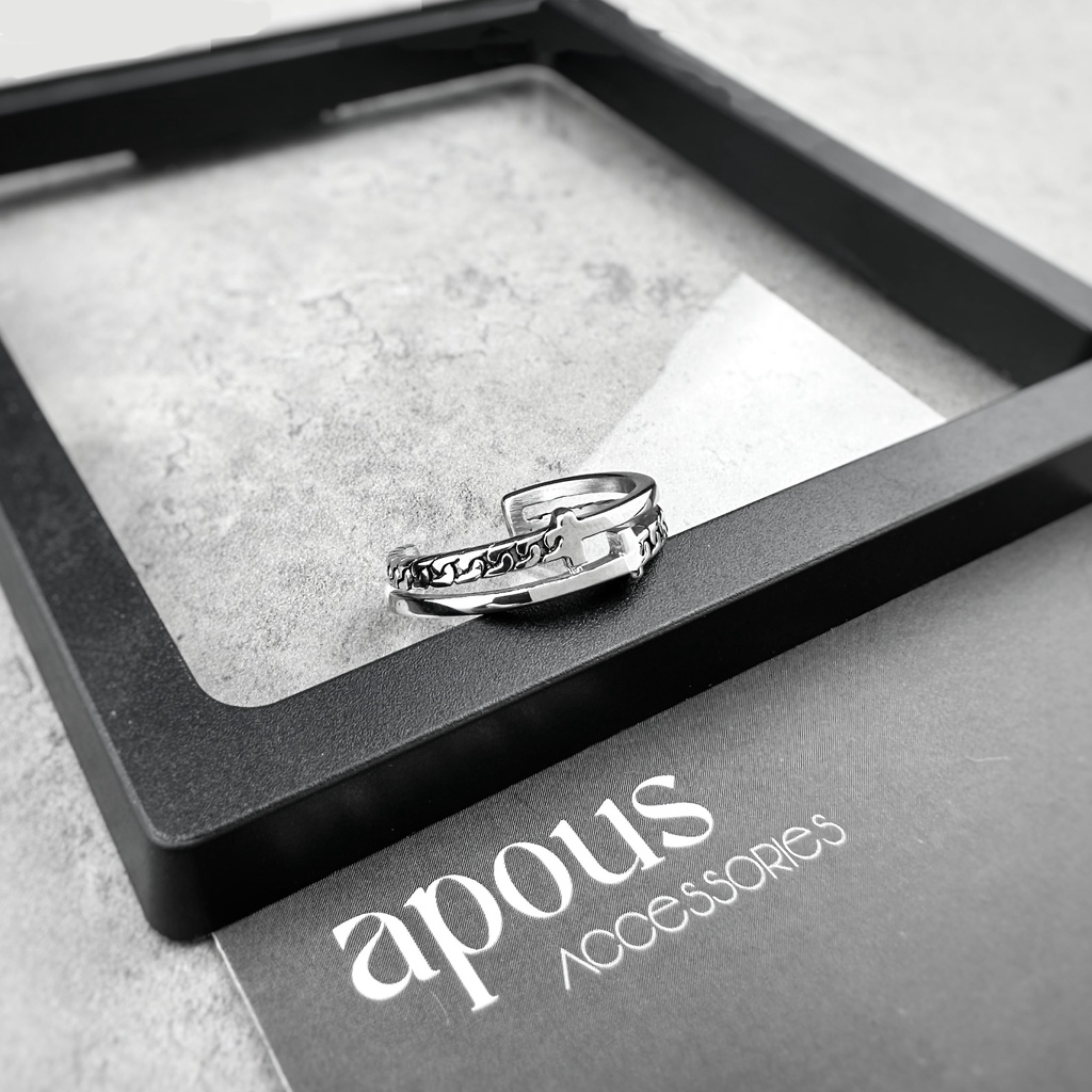 Nhẫn nam nữ Gothic Style Freesize N077 - Thép Titan - Phụ kiện trang sức Unisex Apous