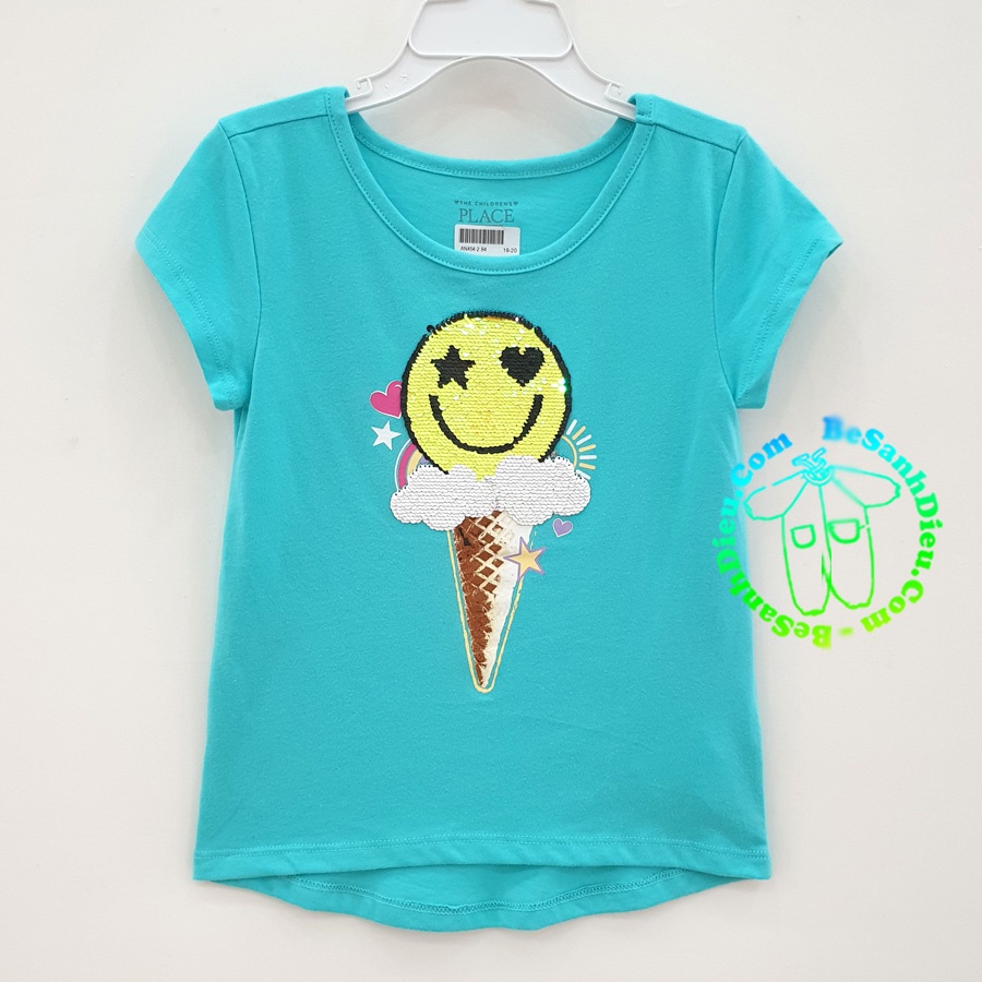 Áo bé gái size lớn hiệu The Children's Place hàng Cambodia xuất xịn màu xanh kim sa đổi màu