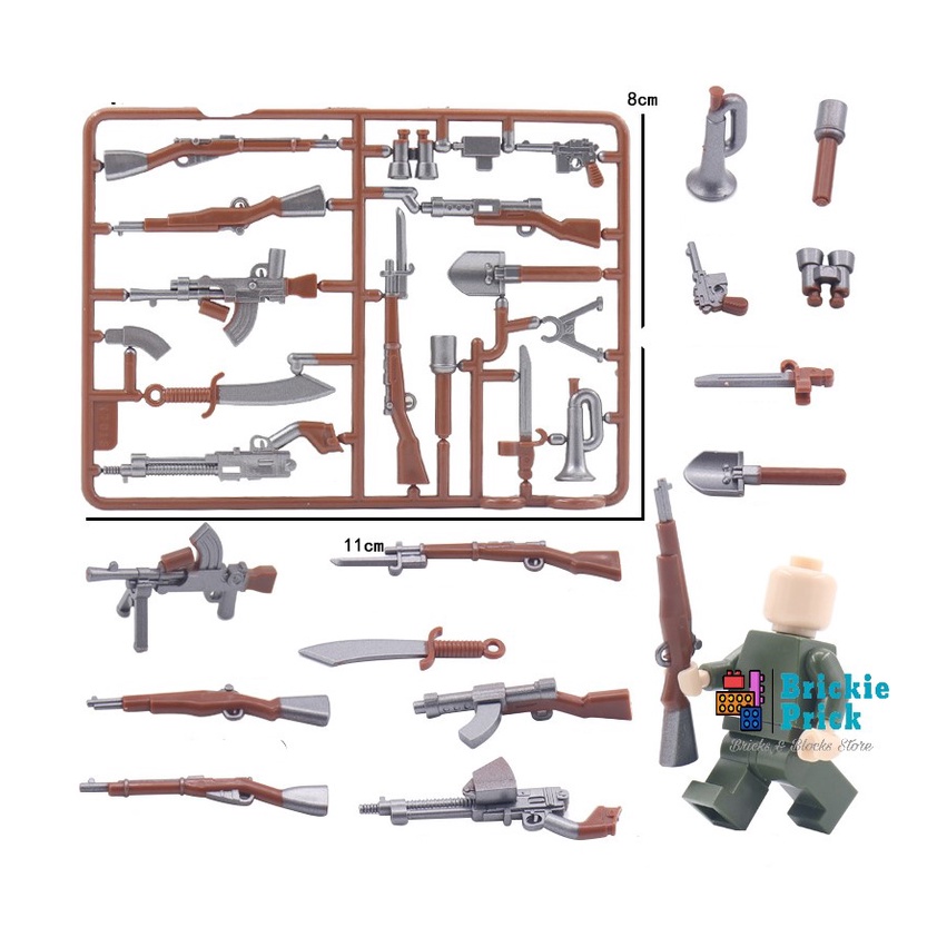 Non - Lego Army - Phụ Kiện Vũ Khí Quân Sự Xuyên Biên Giới (Bạc) - Đồ Chơi Lắp Ráp - Brickie Prick